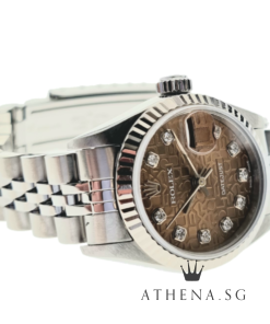 Alternative view of ROLEX LADIES OYSTER PERPETUAL DATEJUST "Y" SERIES "SALMON BROWN JUBILEE DIAMONDS DIAL" WITH ROLEX SERVICE RECEIPT 79174