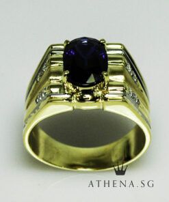 Alternative view of 18K YG BLUE SAPPHIRE RING WITH DIAMOND D8-0.15CTS B.S1-2.35CT 9.33G (SIZE 16) (WITH CERT)
