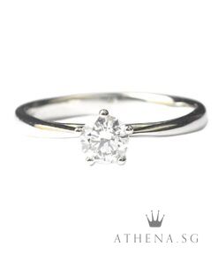 18K/W DIAMOND RING D1-0.38CTS (E/VS1) 2.58G (SIZE 14) (WITH GIA LASER INSCRIPT & GIA REPORT)