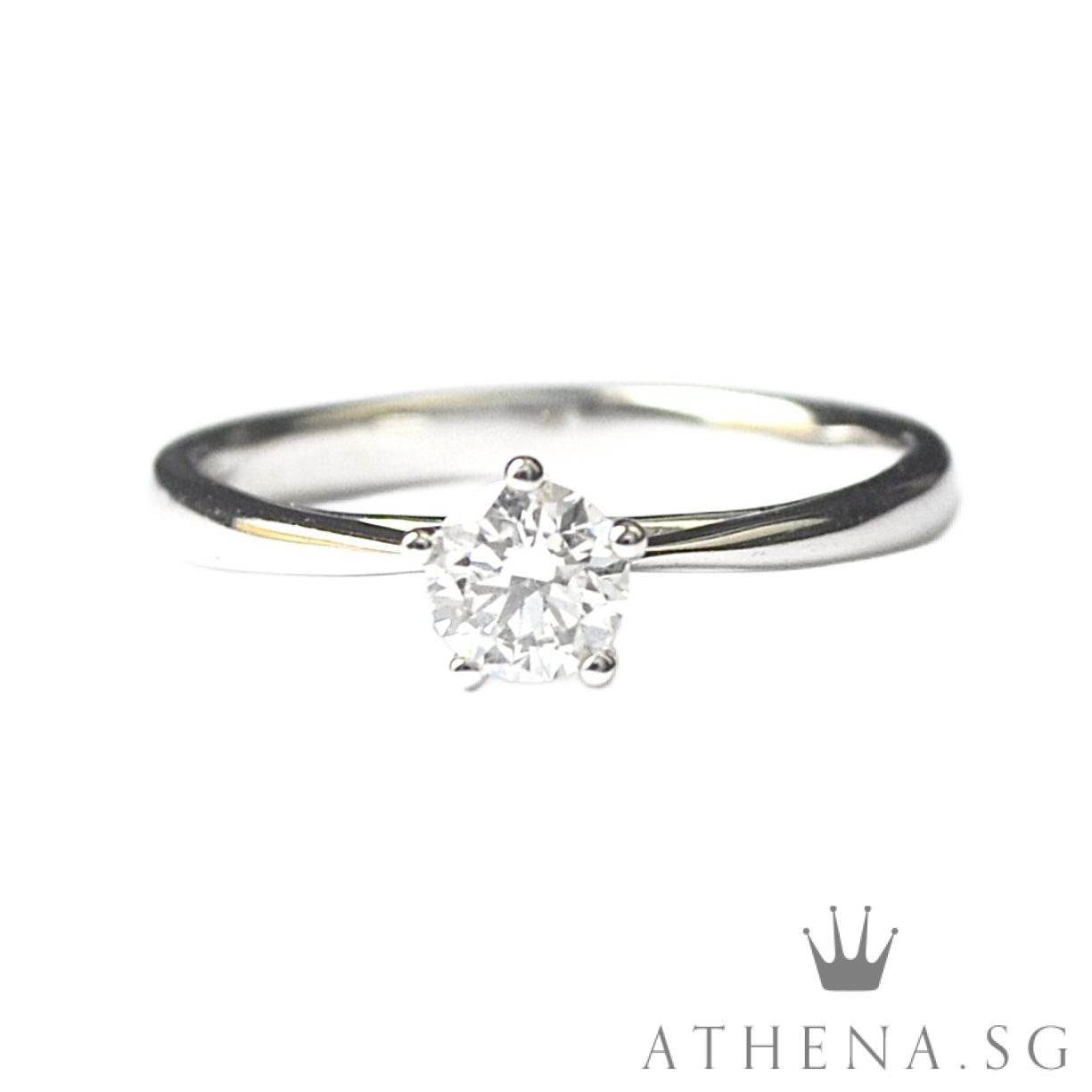 18K/W DIAMOND RING D1-0.38CTS (E/VS1) 2.58G (SIZE 14) (WITH GIA LASER INSCRIPT & GIA REPORT)