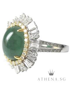 Alternative view of 18K WG EMERALD RING WITH DIAMOND 6.24G D88-1.8CTS E1-5.68CTS (SIZE 15) (WITH CERT) [NETT $5,388.00]
