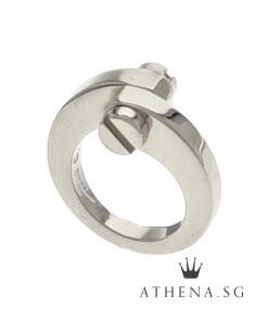 Alternative view of 18K WHITE GOLD CARTIER MENOTTE SCREW TOP BYPASS RING 13.92G (SIZE 47)