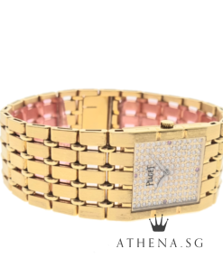 Alternative view of ORIGINAL 18K YELLOW GOLD PIAGET POLO SQUARE "DIAMOND RUBY DIAL" WITH SERVICE CERT 9131 K5