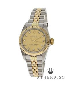 ROLEX "HALF-GOLD" OYSTER PERPETUAL LADIES DATEJUST 26 "S" SERIES "CHAMPAGNE DIAMOND DIAL" 67193