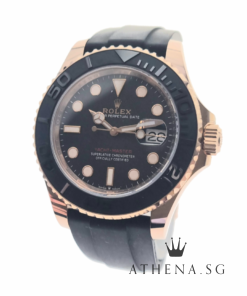 LIKE NEW!! 18K EVEROSE GOLD OYSTER PERPETUAL DATE YACHT MASTER 40 "AN" SERIES " INTENSE BLACK DIAL" WITH BOX & CERT 126655 (STILL UNDER AGENT WARRANTY) DATED 2020