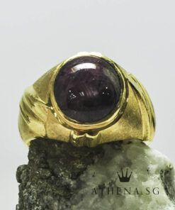 916 YG STAR SAPPHIRE (8.00CTS) RING 14.58G (SIZE 19) (WITH CERT)