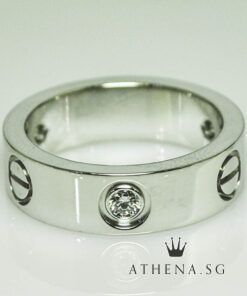 Alternative view of 18K WG CARTIER LOVE RING SET WITH 3 BRILLIANT CUT DIAMOND 8.99G (SIZE 51)