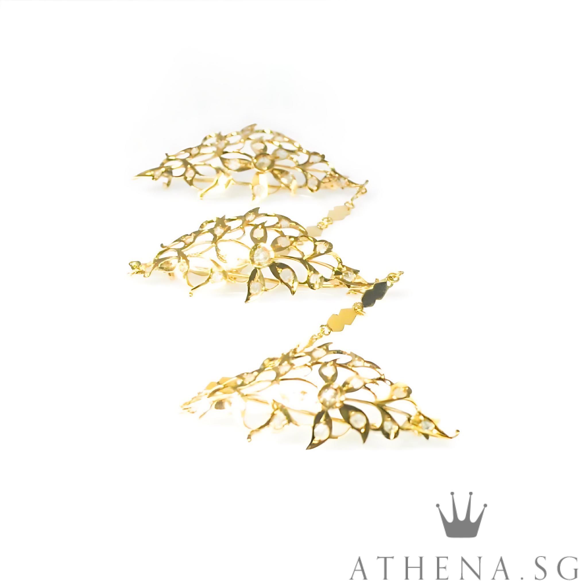 18K YG ANTIQUE DESIGN INTAN KERONSONG/ BROOCH 7.45G