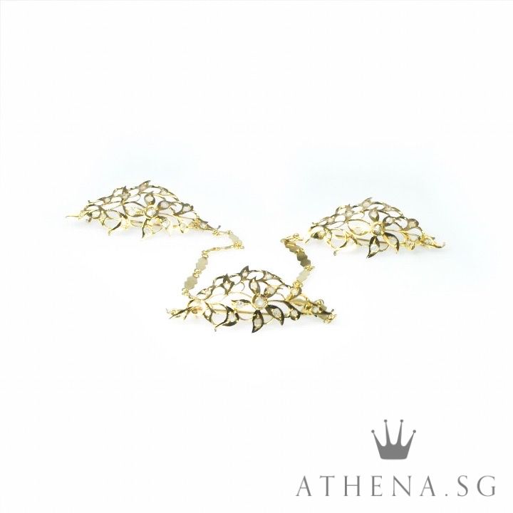 18K YG ANTIQUE DESIGN INTAN KERONSONG/ BROOCH 7.45G - Image 2