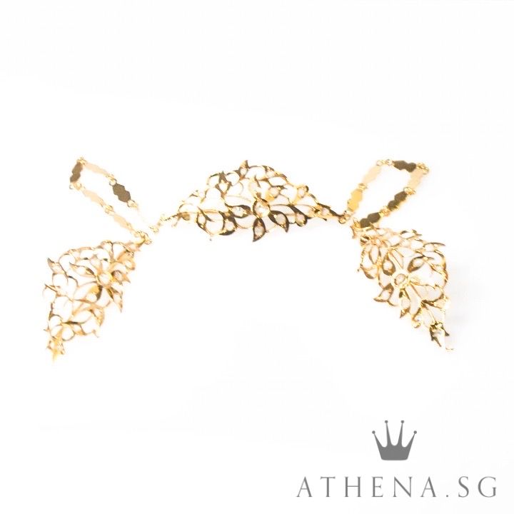 18K YG ANTIQUE DESIGN INTAN KERONSONG/ BROOCH 7.45G - Image 4