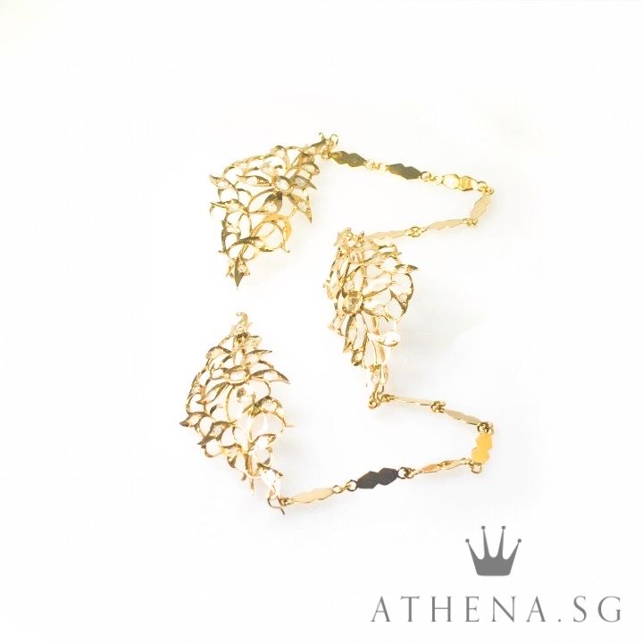 18K YG ANTIQUE DESIGN INTAN KERONSONG/ BROOCH 7.45G - Image 3