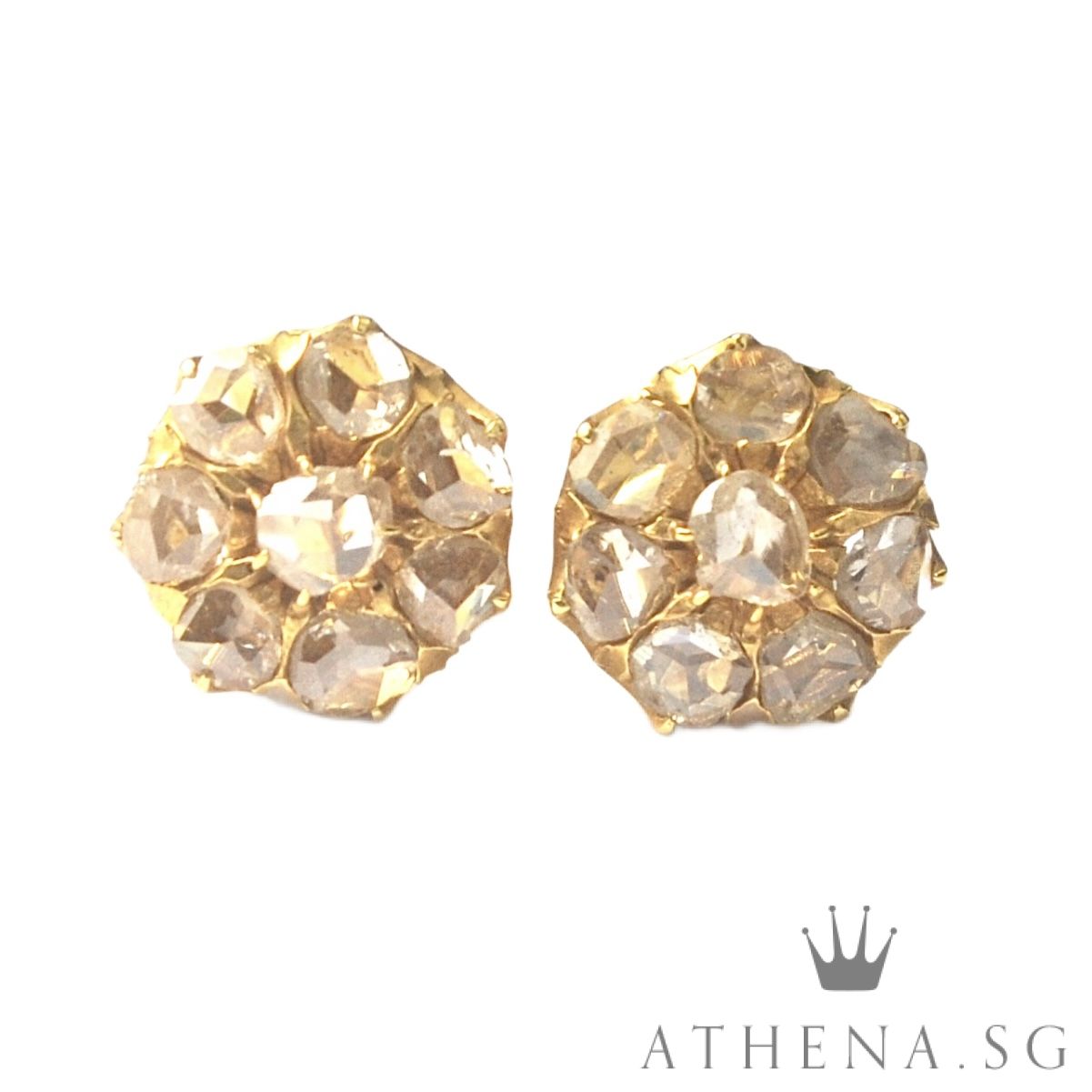 18K Y/G ANTIQUE DESIGN INTAN EARSTUD 3.94G