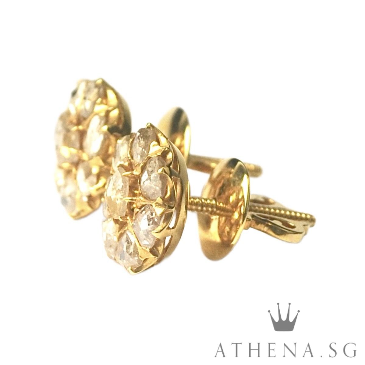 18K Y/G ANTIQUE DESIGN INTAN EARSTUD 3.94G - Image 2