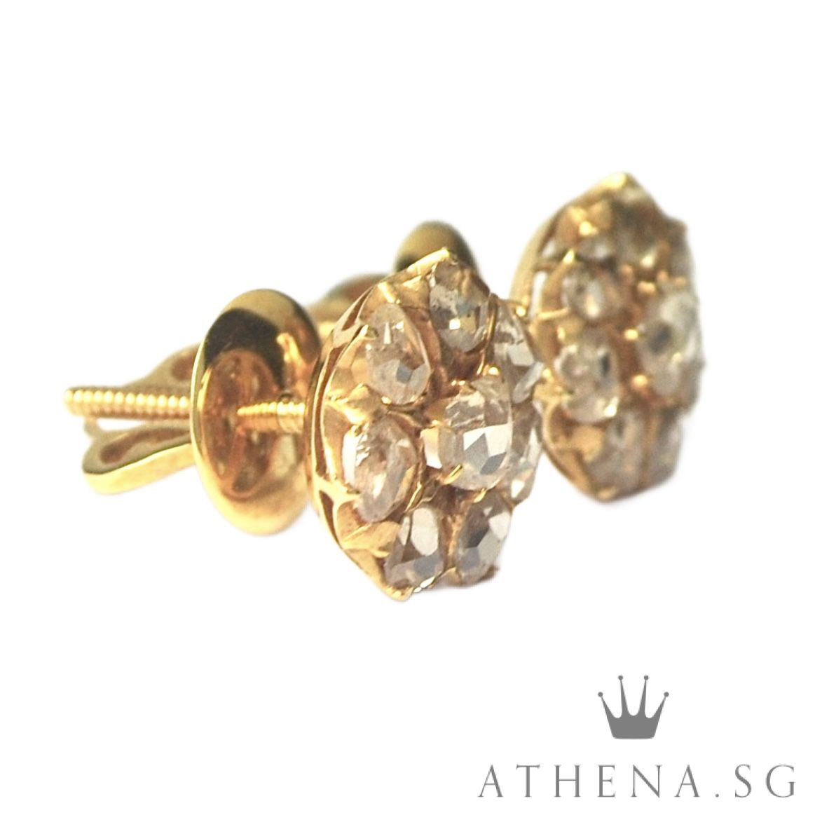 18K Y/G ANTIQUE DESIGN INTAN EARSTUD 3.94G - Image 3