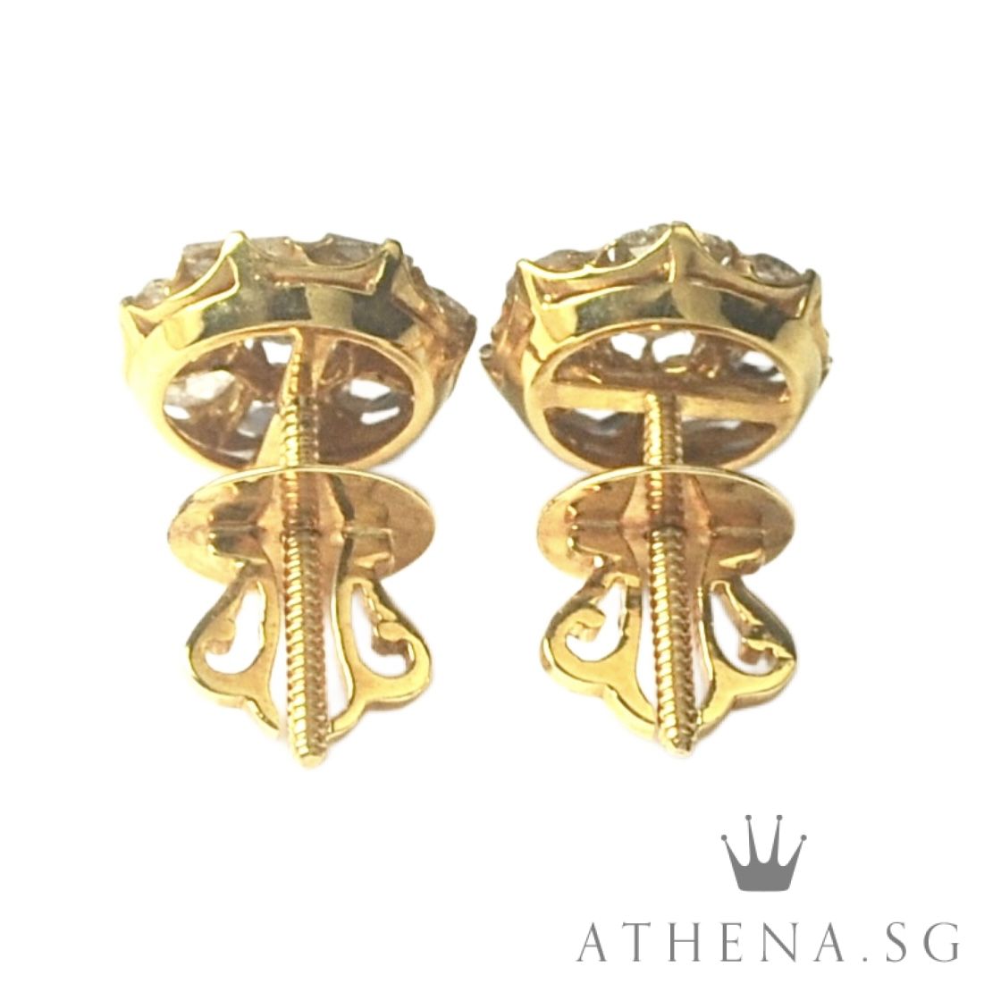 18K Y/G ANTIQUE DESIGN INTAN EARSTUD 3.94G - Image 4