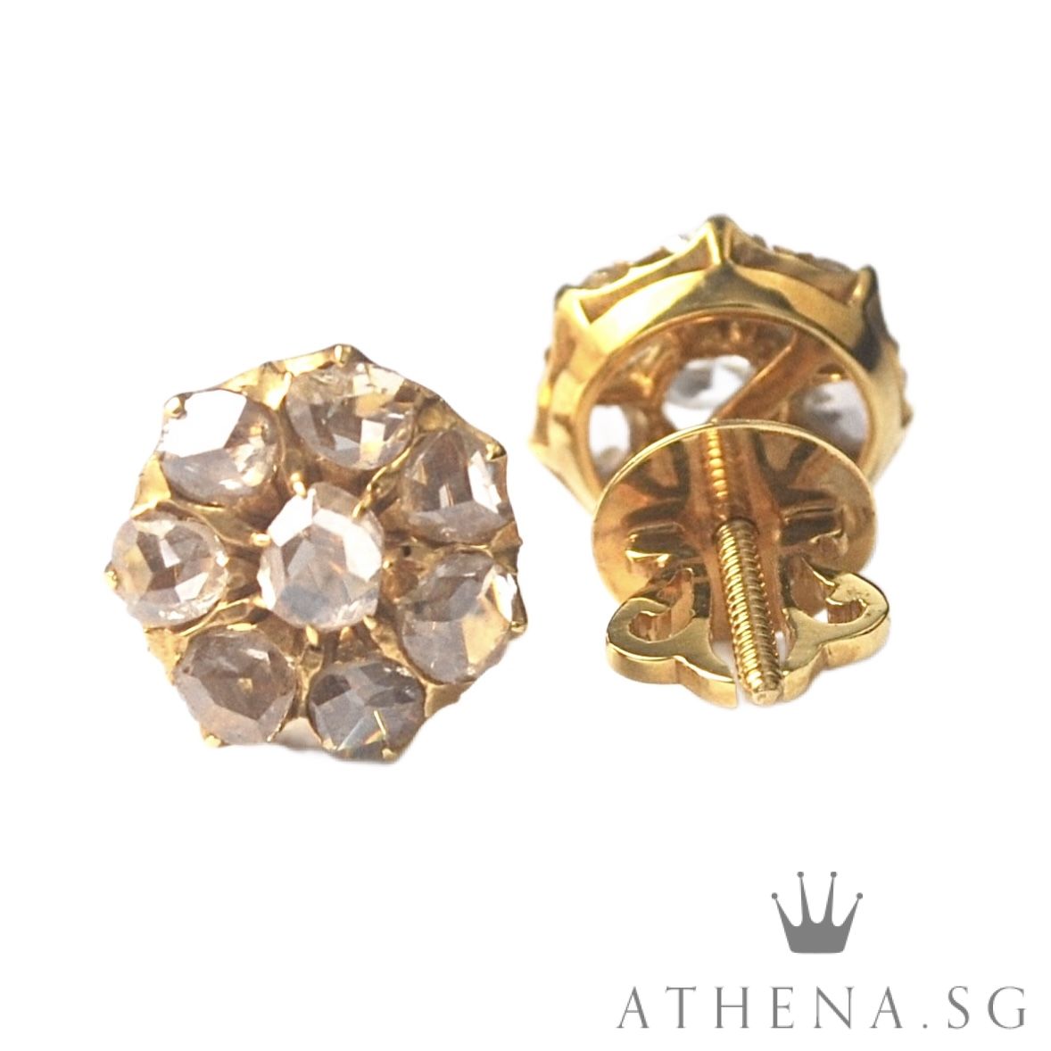 18K Y/G ANTIQUE DESIGN INTAN EARSTUD 3.94G - Image 5