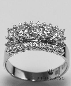 14K WG DIAMOND RING D5-0.70CTS D24-0.40CTS 6.34G (SIZE 19.5)
