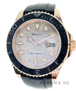 LIKE NEW !!! 18K EVEROSE GOLD OYSTER PERPETUAL DATE YACHT MASTER 40 "AN" SERIES "DIAMOND PAVED DIAL" WITH BOX & CERT DATED 2020 (STILL UNDER AGENT WARRANTY) 116655