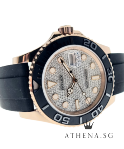 Alternative view of LIKE NEW !!! 18K EVEROSE GOLD OYSTER PERPETUAL DATE YACHT MASTER 40 "AN" SERIES "DIAMOND PAVED DIAL" WITH BOX & CERT DATED 2020 (STILL UNDER AGENT WARRANTY) 116655