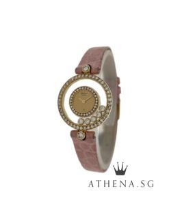 18K YELLOW GOLD CHOPARD HAPPY DIAMOND "5 FLOATING DIAMONDS" QUARTZ 20/3957 (WITH CHOPARD WARRANTY UNTIL 09/2024)