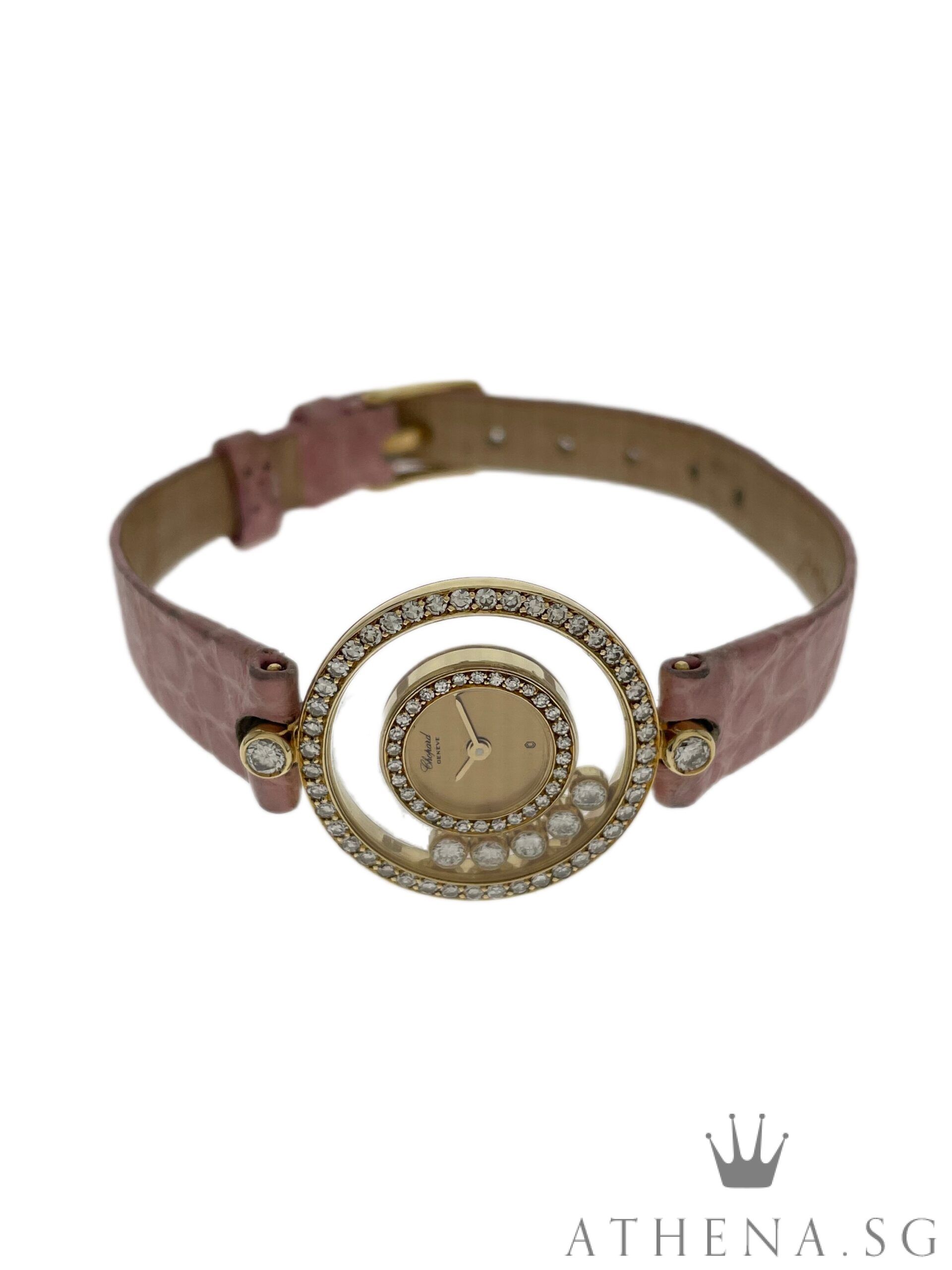 18K YELLOW GOLD CHOPARD HAPPY DIAMOND "5 FLOATING DIAMONDS" QUARTZ 20/3957 (WITH CHOPARD WARRANTY UNTIL 09/2024) - Image 2