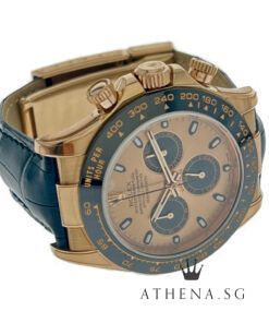 Alternative view of 18K EVEROSE GOLD ROLEX COSMOGRAPH DAYTONA CERAMIC LEATHER STRAP "AN" SERIES "PINK INDEX DIAL" WITH BOX & CERT 116515LN