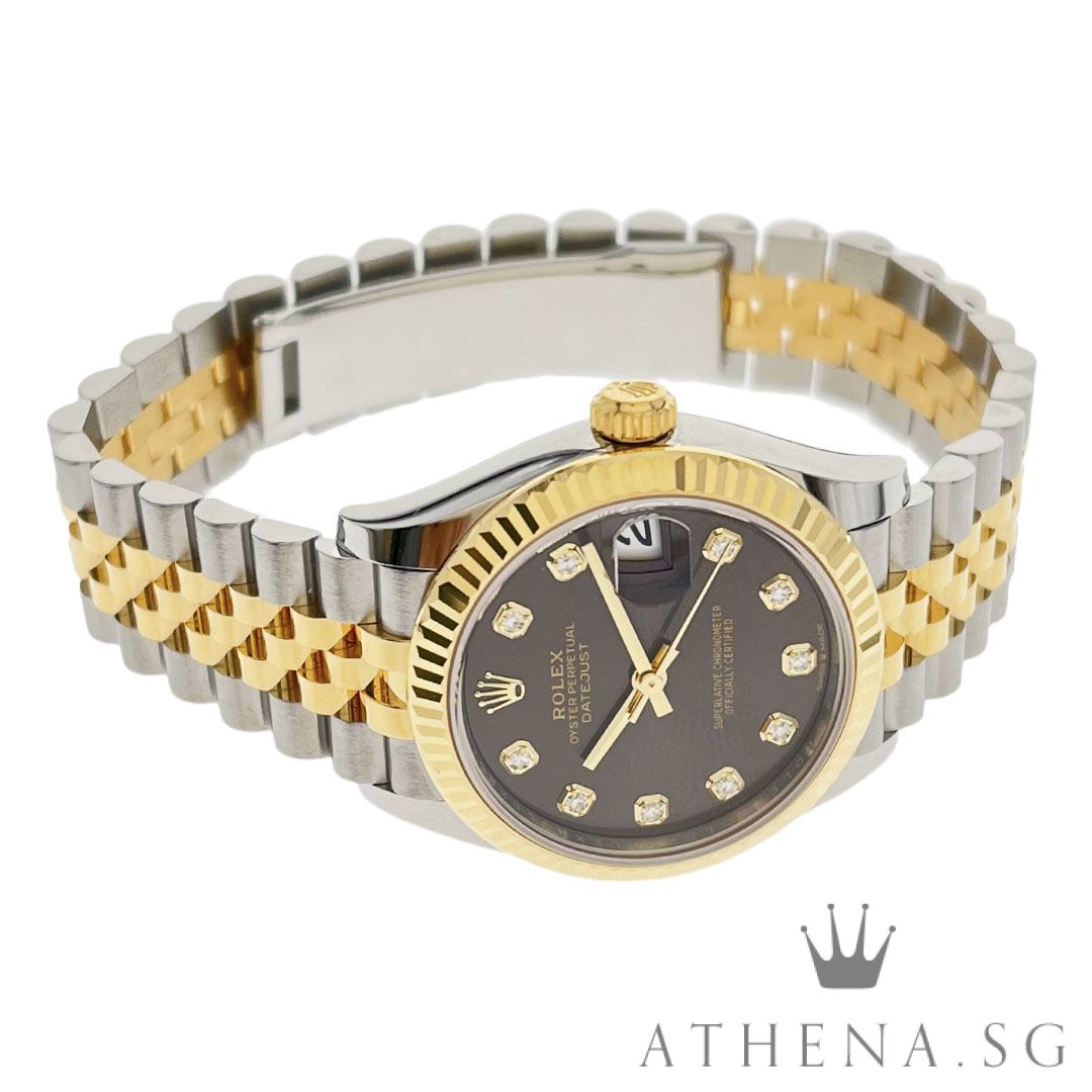 UNWORN!! ROLEX YELLOW ROLESOR MID-SIZE OYSTER PERPETUAL DATEJUST "AN" SERIES "DARK GREY DIAMOND DIAL" WITH BOX & CERT DATED 06/2025 (STILL UNDER AGENT WARRANTY) 278273 - Image 2