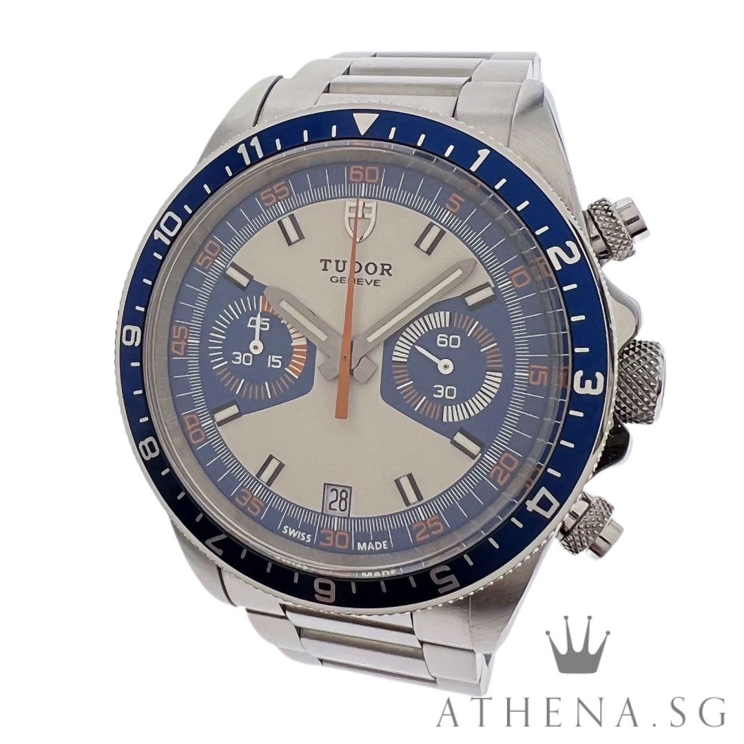 LIKE NEW!! TUDOR HERITAGE CHRONO BLUE "OPALINE DIAL" WITH BOX & CERT DATED 2018 M70330B - 0004