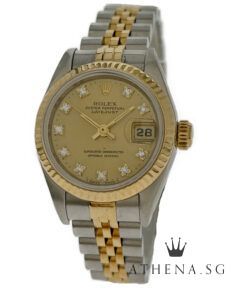 ROLEX "HALF-GOLD" OYSTER PERPETUAL LADIES DATEJUST "S" SERIES "CHAMPAGNE DIAMOND DIAL" 69173