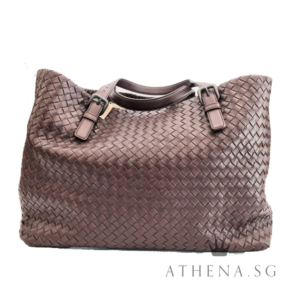 BOTTEGA VENETA INTRECCIATO NAPPA BROWN LARGE TOTE BAG