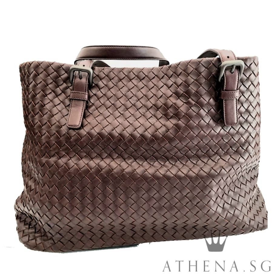 BOTTEGA VENETA INTRECCIATO NAPPA BROWN LARGE TOTE BAG - Image 3