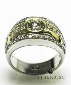 Alternative view of 18K TWO TONE DIAMOND RING D1-0.55CTS D56-1.00CTS 14.03G (SIZE 19) [NETT $3,588.00]
