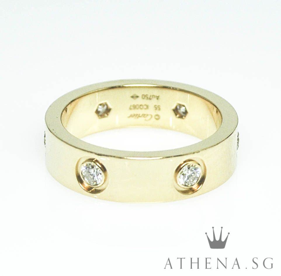 18K RG CARTIER LOVE RING WITH 6 DIAMONDS 8.74G (SIZE 55)