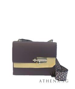 BRAND NEW!!! HERMES VERROU 23 EPSOM CALFSKIN WITH WOOLY CANVAS SHOULDER STRAP [COLOR:RAISIN] [FULL SET]