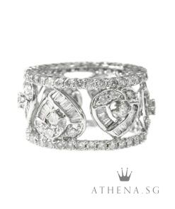18K W/G HEART SHAPE DESIGN DIAMOND RING D94-1.95CTS TD60-1.20CTS 8.60G (SIZE 13) [NETT $1,588.00]