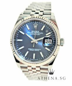 LIKE NEW!! ROLEX MENS OYSTER PERPETUAL DATEJUST 36 "AN" SERIES "BLUE INDEX DIAL" WITH BOX & CERT DATED 11/2020 (STILL UNDER AGENT WARRANTY) 126234