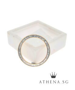 18K YELLOW GOLD BAGUETTE DIAMOND ROLEX LADIES BEZEL 26MM