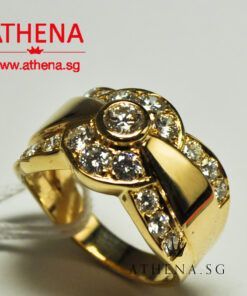 Alternative view of 18K YG RIBBON DESIGN DIAMOND RING D1-0.25CTS D18-1.60CTS 7.84G (SIZE 14)