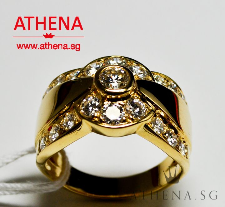18K YG RIBBON DESIGN DIAMOND RING D1-0.25CTS D18-1.60CTS 7.84G (SIZE 14) - Image 3