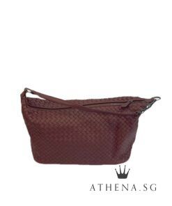 BOTTEGA VENETA INTRECCIATO CIAMBRINO LEATHER SHOULDER BAG [COLOR:MARRON][SIZE:31X24X15]