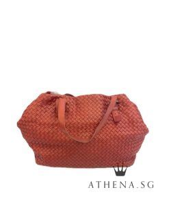 BOTTEGA VENETA INTRECCIATO NAPPA LARGE TOTE BAG [COLOR:RED]