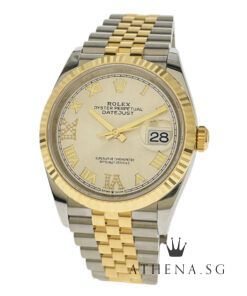 UNWORN !!! ROLEX YELLOW ROLESOR OYSTER PERPETUAL DATEJUST 36 "SILVER ROMAN VI IX DIAMOND DIAL" WITH BOX & CERT DATED 12/2022 (UNDER AGENT WARRANTY) 126233