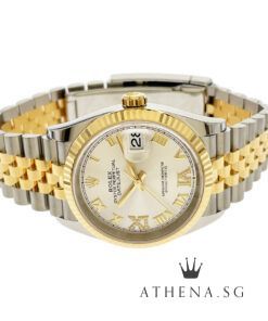 Alternative view of UNWORN !!! ROLEX YELLOW ROLESOR OYSTER PERPETUAL DATEJUST 36 "SILVER ROMAN VI IX DIAMOND DIAL" WITH BOX & CERT DATED 12/2022 (UNDER AGENT WARRANTY) 126233