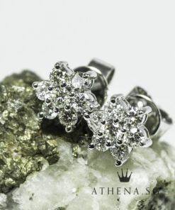 18K WG FLOWER DESIGN DIAMOND EARSTUD D14-0.427CTS 1.89G