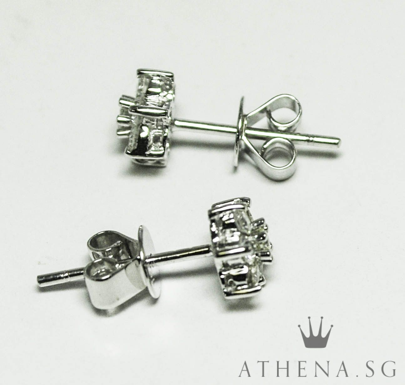 18K WG FLOWER DESIGN DIAMOND EARSTUD D14-0.427CTS 1.89G - Image 3