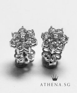 18K WG FLOWER DESIGN DIAMOND EARSTUD D2-0.195CTS D14-0.73CTS 3.32G