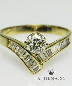 20K YG DIAMOND RING D1-0.36CTS TD22-0.33CTS 2.84G (SIZE 12)