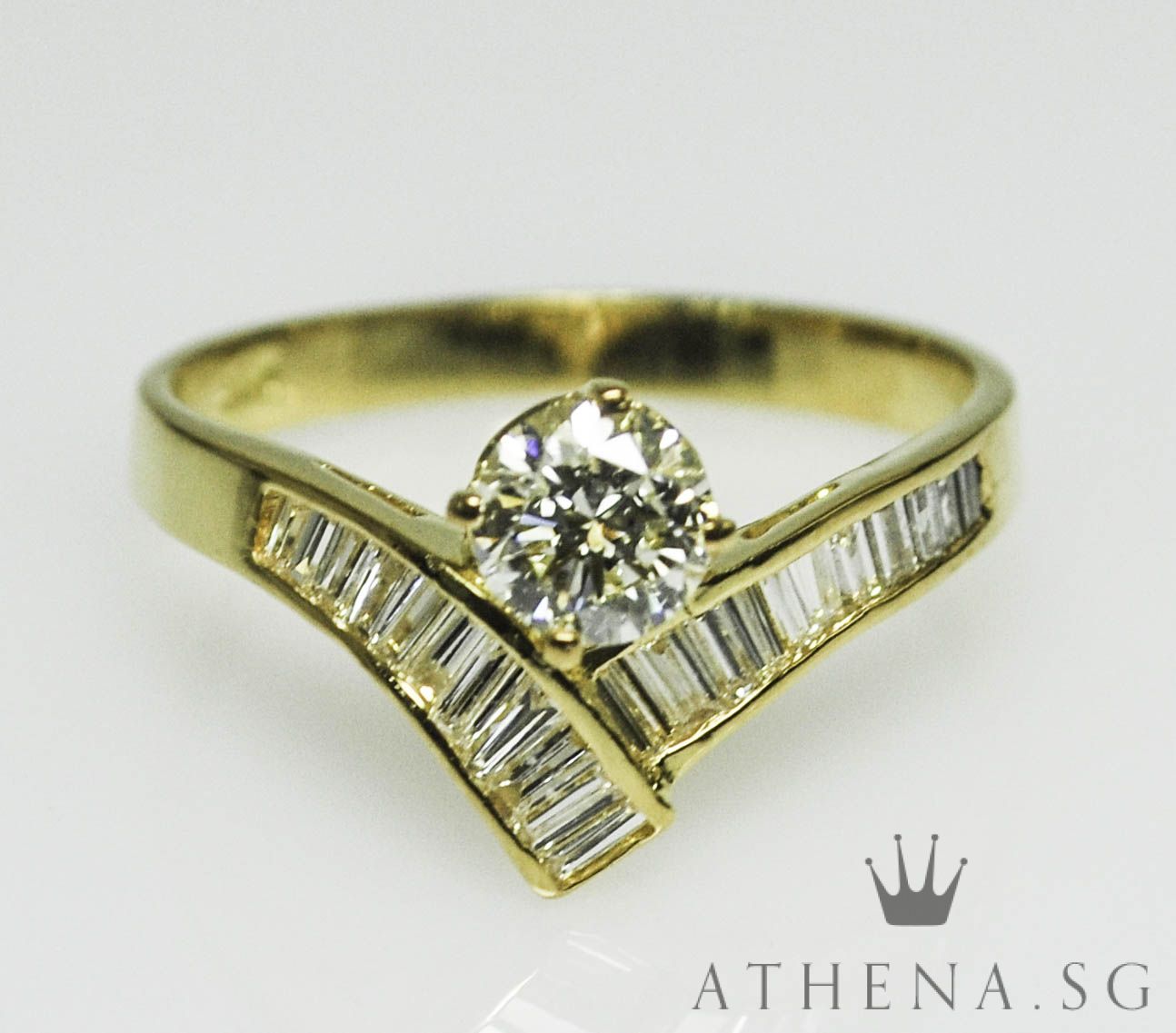 20K YG DIAMOND RING D1-0.36CTS TD22-0.33CTS 2.84G (SIZE 12)