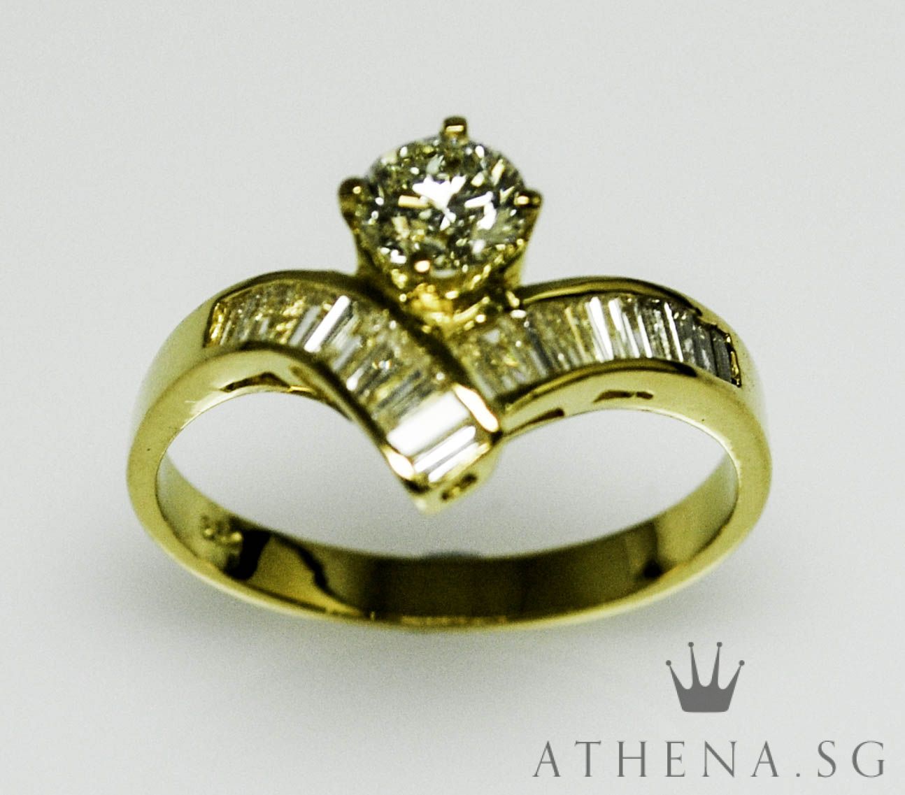 20K YG DIAMOND RING D1-0.36CTS TD22-0.33CTS 2.84G (SIZE 12) - Image 2