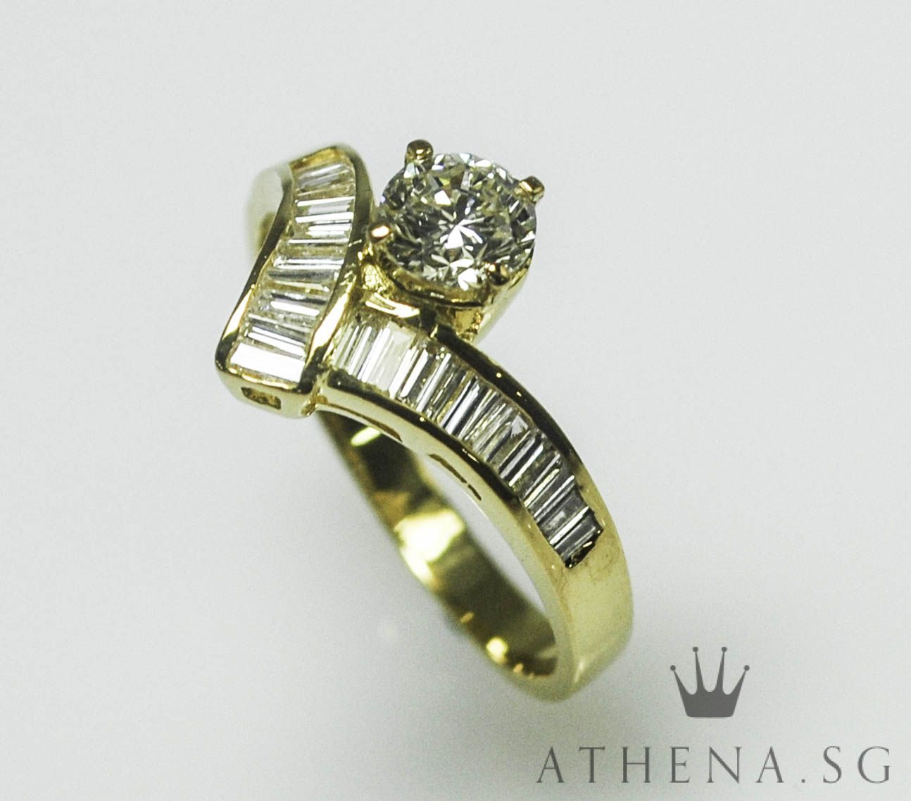 20K YG DIAMOND RING D1-0.36CTS TD22-0.33CTS 2.84G (SIZE 12) - Image 3